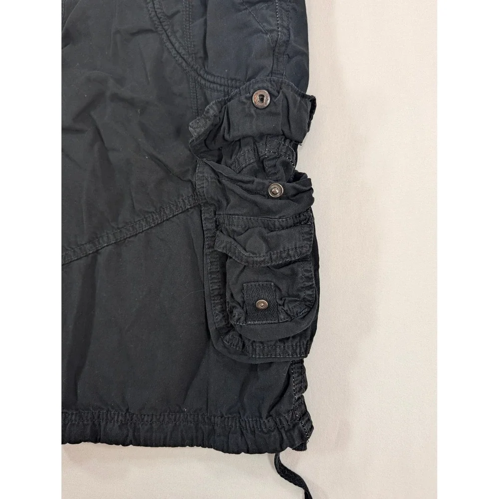 Stone Falcon Mens Black Cargo Shorts Size 34 Multi Pocket Tactical Streetwear